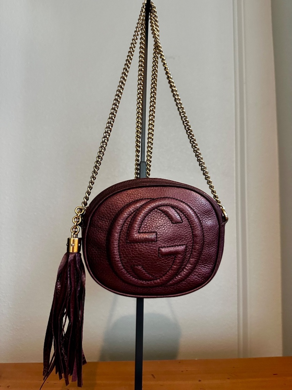 Gucci Metallic Purple Pebble Skin Disco Chain Soho crossbody bag - Picture 5 of 12